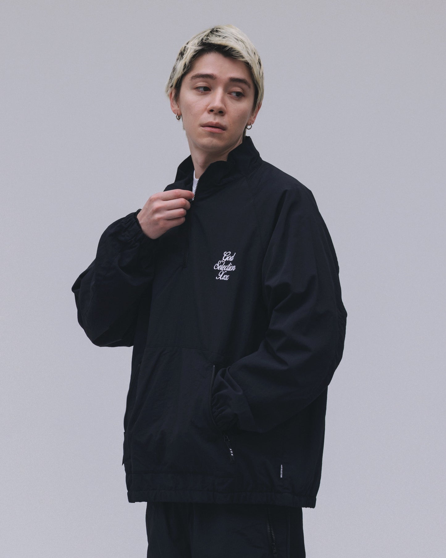 Script Logo Half Zip Nylon Jacket