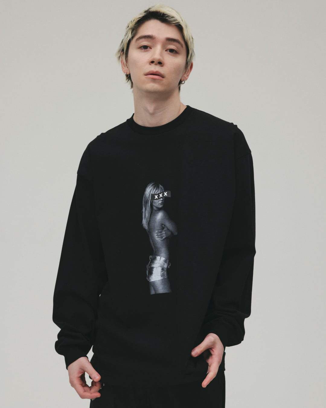 Monotone Woman Photo Long Sleeve Tee