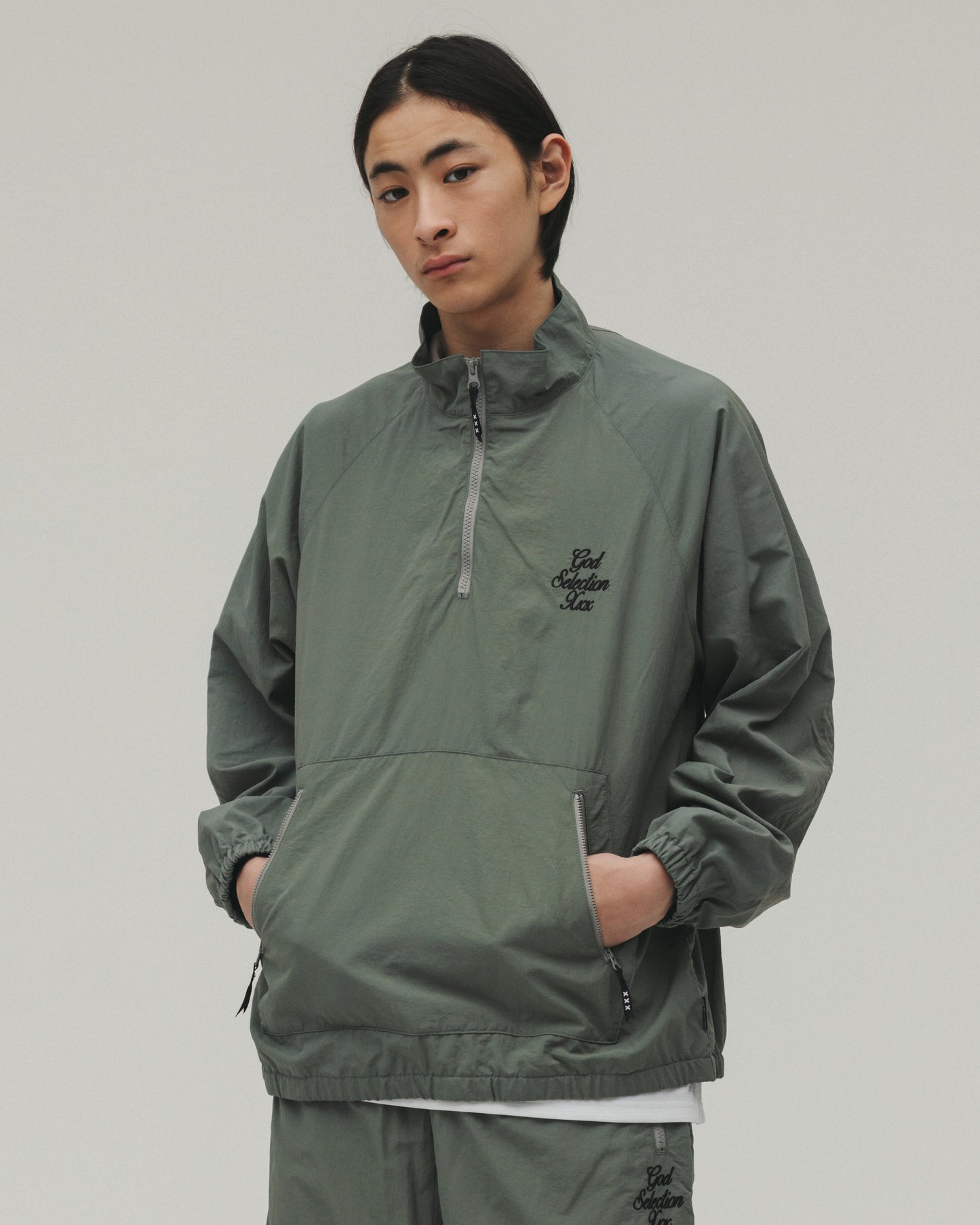 Script Logo Half Zip Nylon Jacket