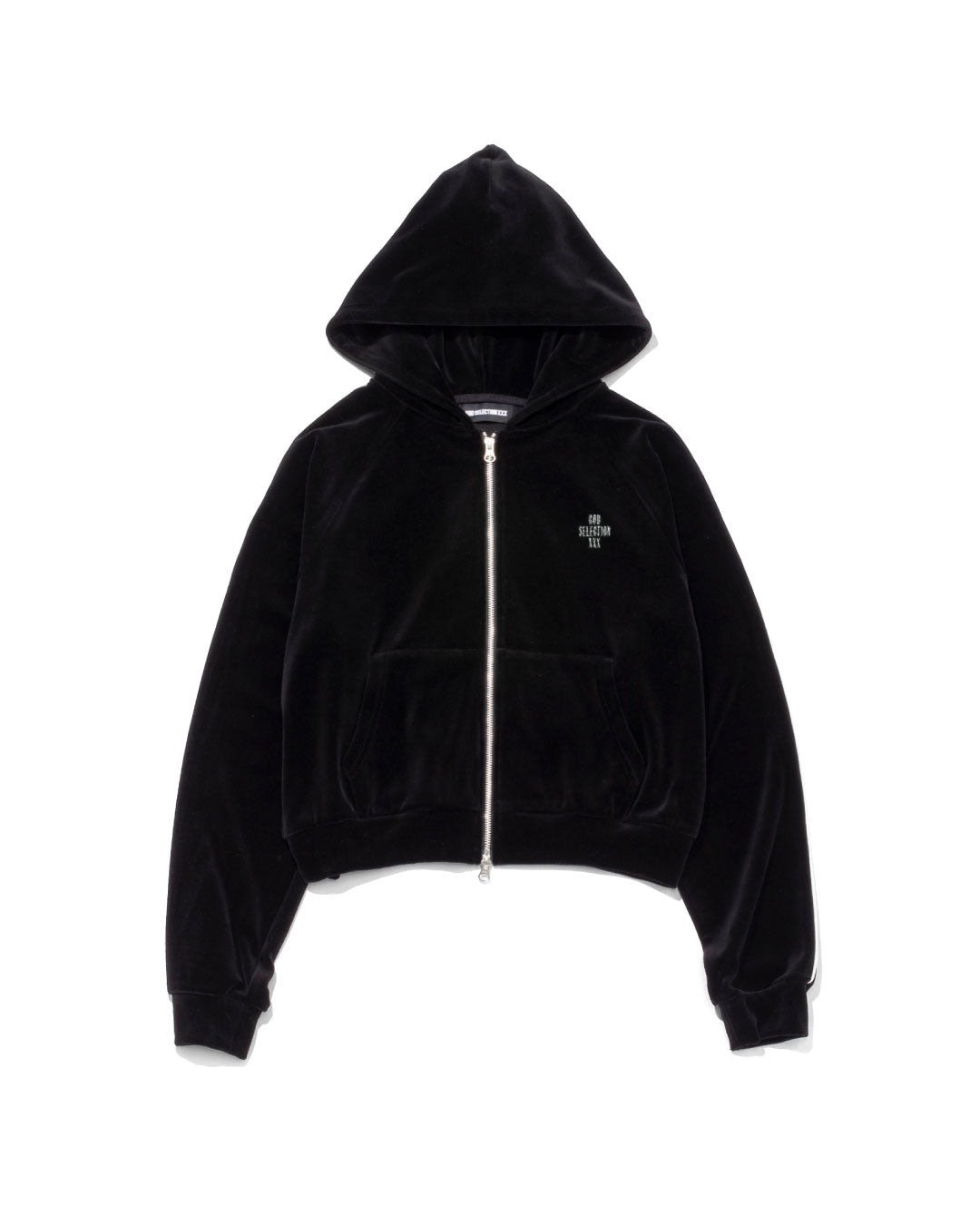 Script Logo Velour Zip-Up Hoodie