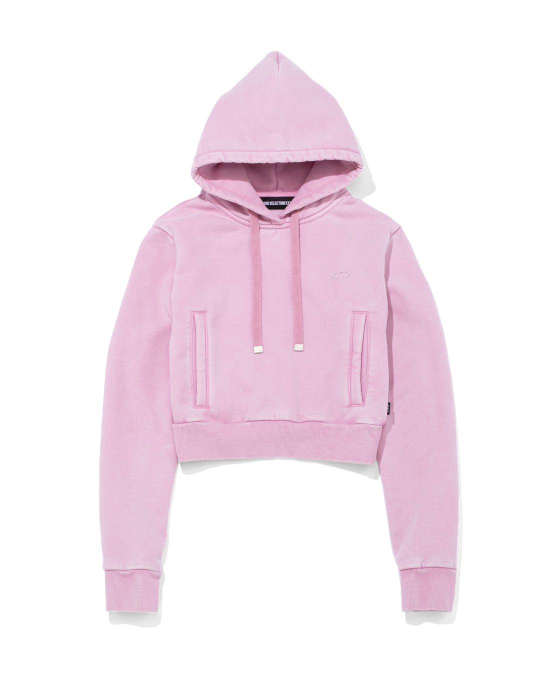 Rhinestone Logo Pigment Dyed Crop Hoodie