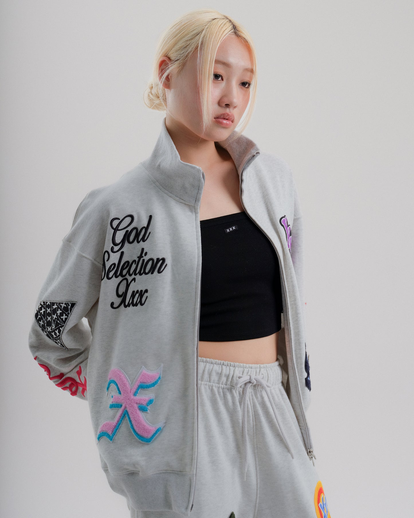 Multi-Logo Patch ZipUp HighNeck Jacket